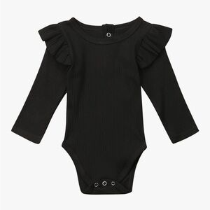 Black Ruffled Long Sleeve Kids One Piece 6-9 months